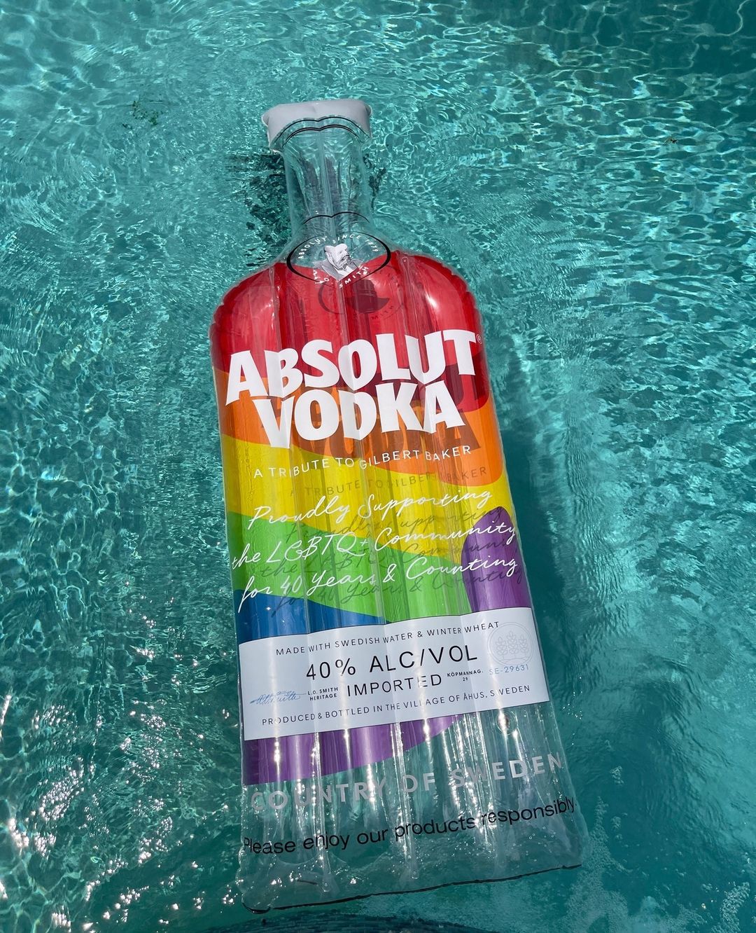 absolute vodka branded pool float